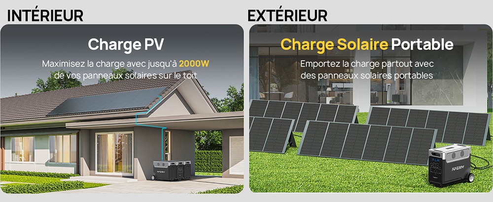 AFERIY P310 Station d'alimentation portable, 3600W onde sinuso&iuml;dale pure, batterie LiFePO4 3840Wh, extensible 11520Wh, charge rapide 1,5 h, UPS &le;10 ms, entr&eacute;e solaire 2000W, 14 sorties, LED 3W, pour maison, camping-car et camping