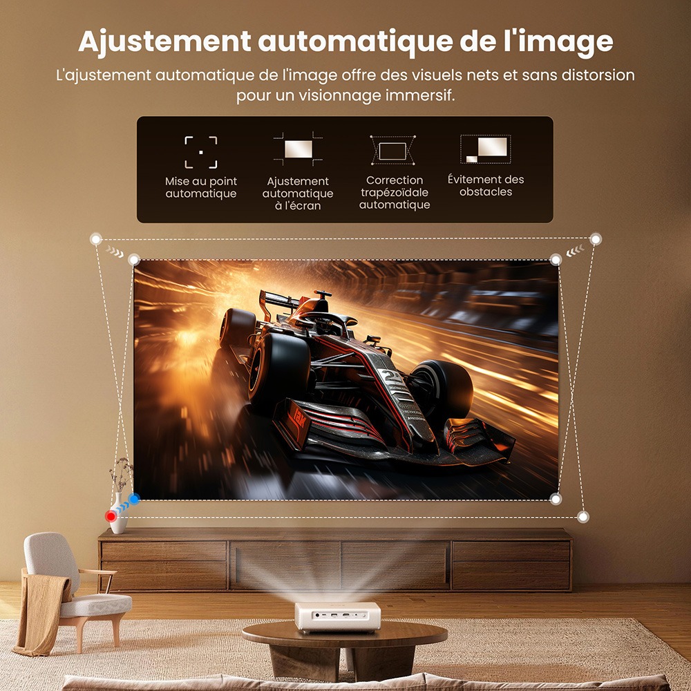 ETOE Dolphin 2 Projecteur, laser RGB Full HD 1080P, Google TV, 800 lumens ANSI, 110 % gamut BT.2020, correction trap&eacute;zo&iuml;dale et mise au point automatiques, autonomie batterie 2 h, audio Dolby, WiFi Bluetooth, HDMI 2.1, USB-C, projection 40&ndash;120 pouces