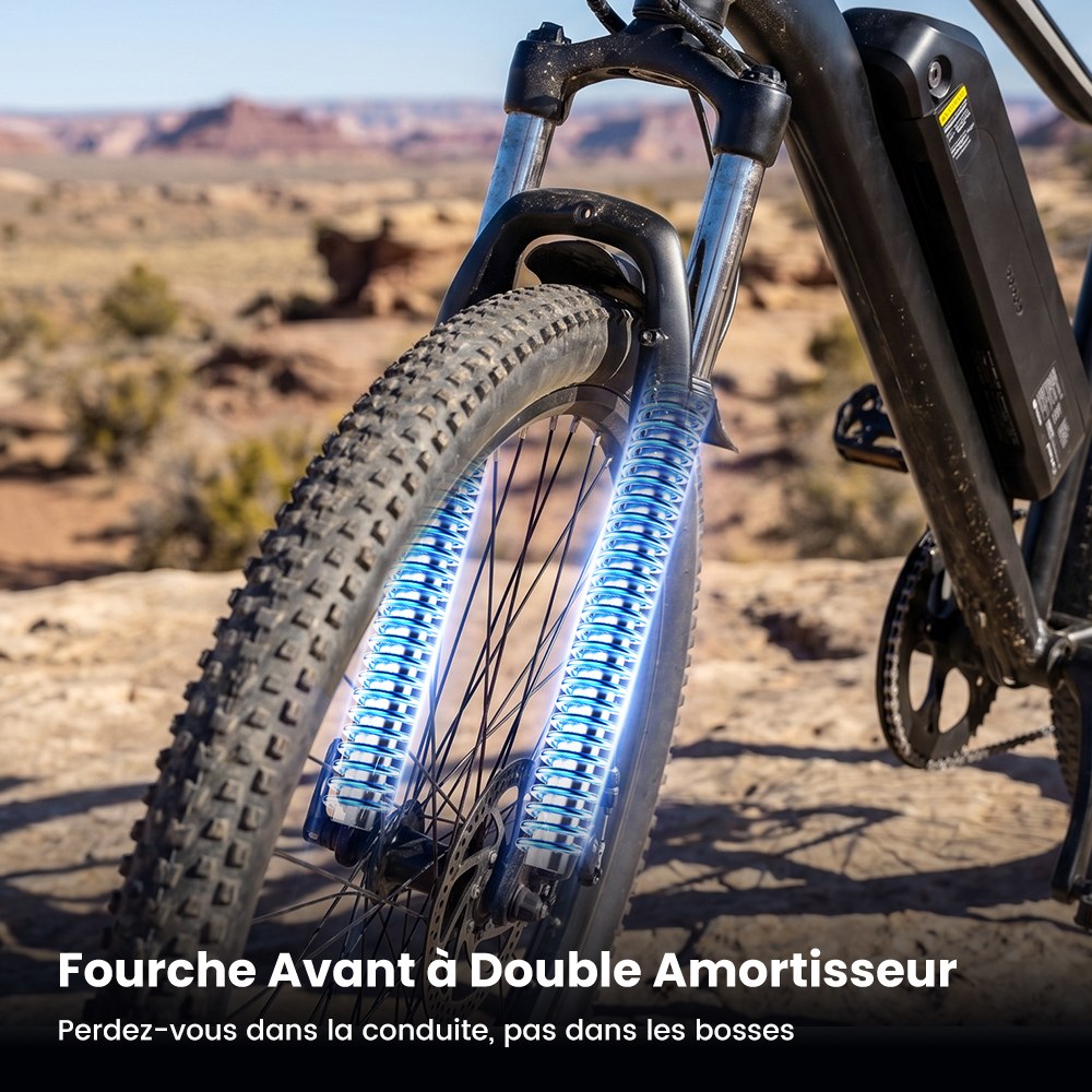 EB3S Vélo Électrique, Moteur 350W, Batterie 36V 15Ah, Vitesse Max. 35km/h, Autonomie 90km, Pneus Tout-Terrain 26"×1,95", Freins à Disque Avant/Arrière, Fourche Suspendue, Charge Max. 150kg