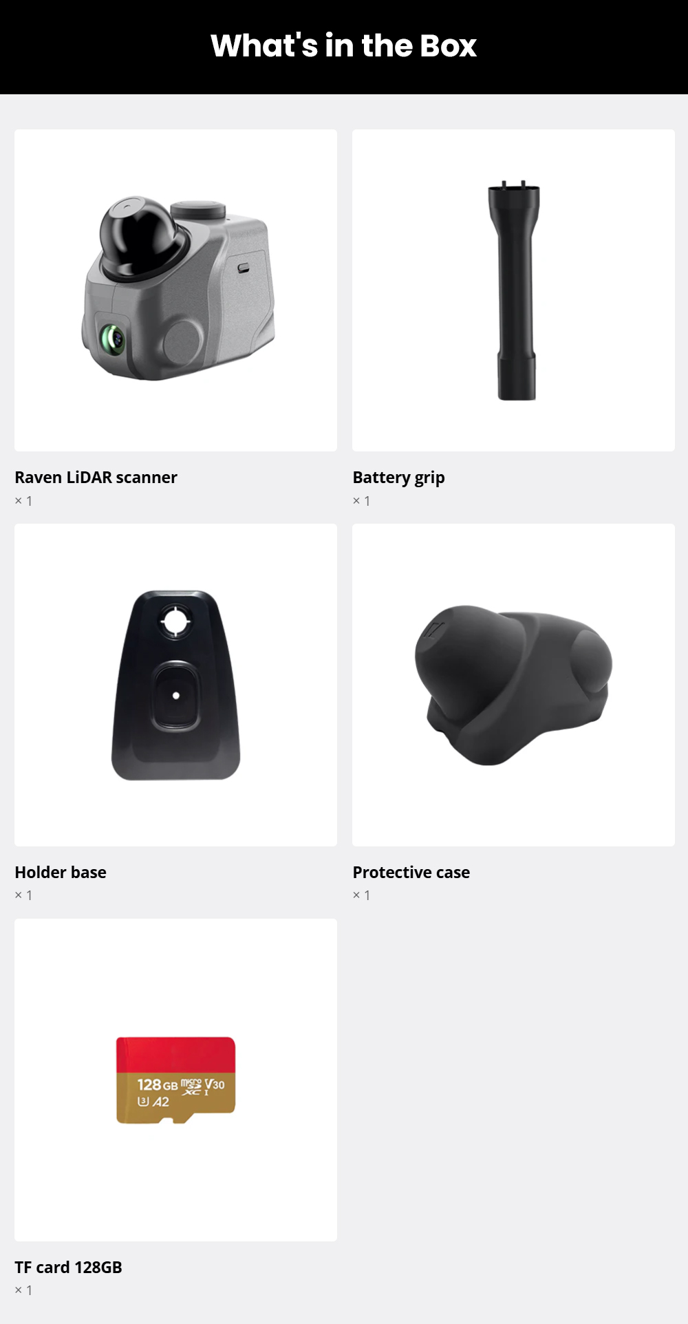 3DMakerpro Raven LiDAR Scanner, Single 12MP Camera, 100m Scan Range, 150,000 Points/s, 360&deg;&times;40&deg; FOV, 4K True-Color Capture, 32GB Storage, 12000mAh Battery, Wi-Fi 5, USB-C PD 65W