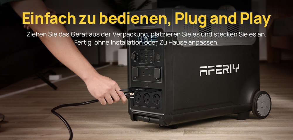 AFERIY P310 Tragbare Powerstation, 3600W Reiner Sinuswellen-Ausgang, 3840Wh LiFePO4-Akku, Erweiterbar auf 11520Wh, 1,5 Std. Schnellladung, &le;10ms USV, 2000W Solareingang, 14 Ausg&auml;nge, 3W LED-Licht, f&uuml;r Notstromversorgung zu Hause, Wohnmobil & Camping