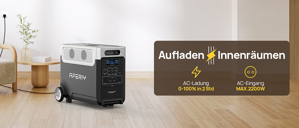 AFERIY P310 Tragbare Powerstation, 3600W Reiner Sinuswellen-Ausgang, 3840Wh LiFePO4-Akku, Erweiterbar auf 11520Wh, 1,5 Std. Schnellladung, &le;10ms USV, 2000W Solareingang, 14 Ausg&auml;nge, 3W LED-Licht, f&uuml;r Notstromversorgung zu Hause, Wohnmobil & Camping