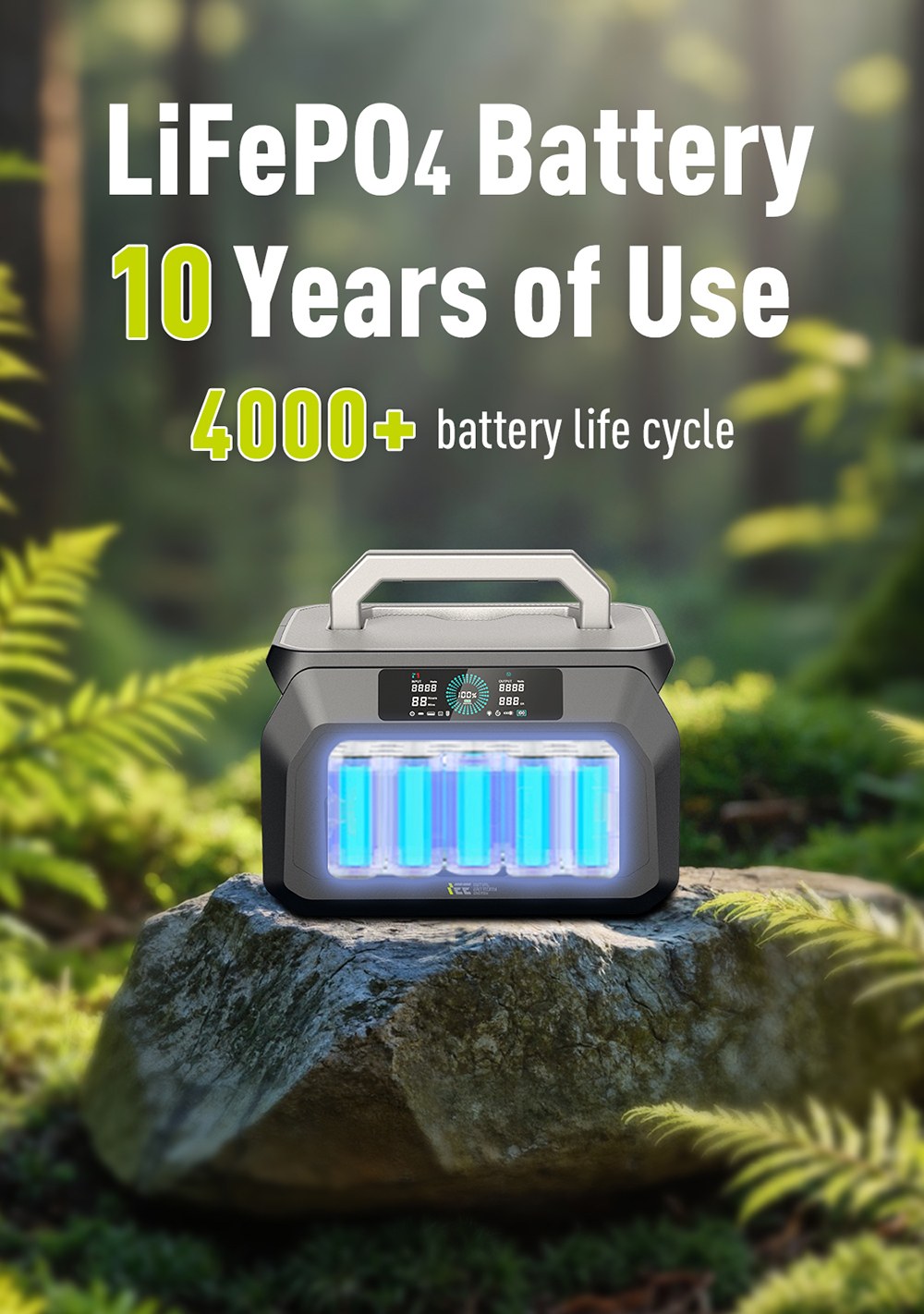IEETek P800 hordozható erőmű, 800W tiszta szinuszos kimenetes kimenet, 1600W csúcsteljesítmény, 512Wh LiFePO4 akkumulátor, 1,2 órás gyorstöltés, ≤10ms EPS tartalék áramellátás, 95% konverziós teljesítmény, 4000+ ciklus, 10 áramköri kemping tápellátás