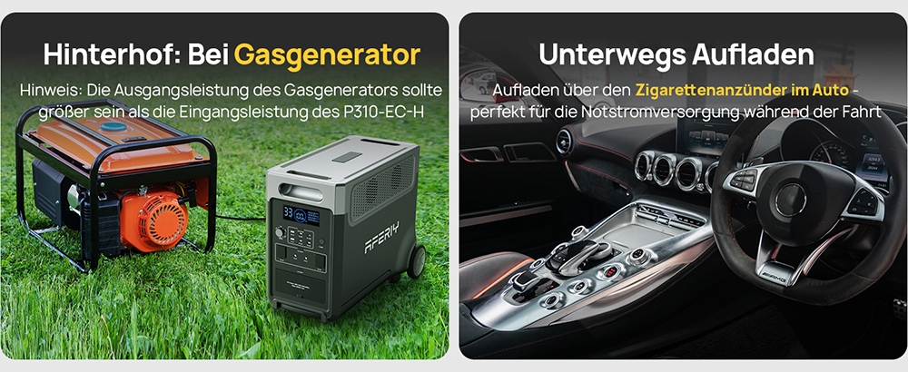 AFERIY P310 Tragbare Powerstation, 3600W Reiner Sinuswellen-Ausgang, 3840Wh LiFePO4-Akku, Erweiterbar auf 11520Wh, 1,5 Std. Schnellladung, &le;10ms USV, 2000W Solareingang, 14 Ausg&auml;nge, 3W LED-Licht, f&uuml;r Notstromversorgung zu Hause, Wohnmobil & Camping