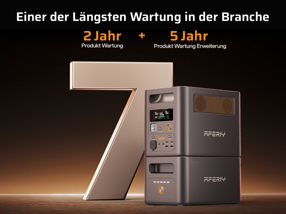 AFERIY Nomad1800 Pro P180 Tragbare Powerstation, 1800W reine Sinuswellenleistung, 1024Wh LiFePO4-Batterie, erweiterbar auf 5120Wh, 1000W AC-Ladung, 500W XT60-SolarSchnelleingang, &le;10ms USV, 140W PD-Schnellladung, 9 Ausg&auml;nge