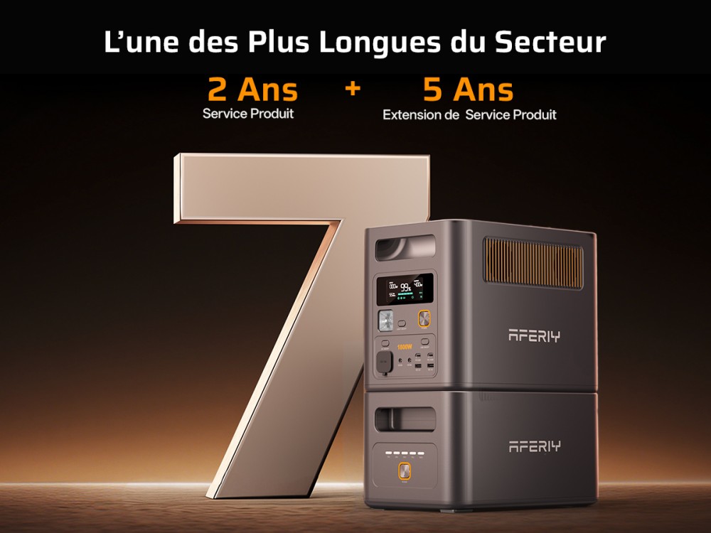 AFERIY Nomad1800 Pro P180 Station d'alimentation portable, sortie &agrave; onde sinuso&iuml;dale pure 1800W, batterie LiFePO4 1024Wh, extensible jusqu&rsquo;&agrave; 5120Wh, charge rapide AC 1000W, entr&eacute;e solaire XT60 500W, UPS &le;10ms, charge rapide PD 140W, 9 sorties