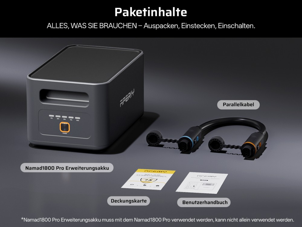 AFERIY Nomad1800 Pro P180 Tragbare Powerstation, 1800W reine Sinuswellenleistung, 1024Wh LiFePO4-Batterie, erweiterbar auf 5120Wh, 1000W AC-Ladung, 500W XT60-SolarSchnelleingang, &le;10ms USV, 140W PD-Schnellladung, 9 Ausg&auml;nge