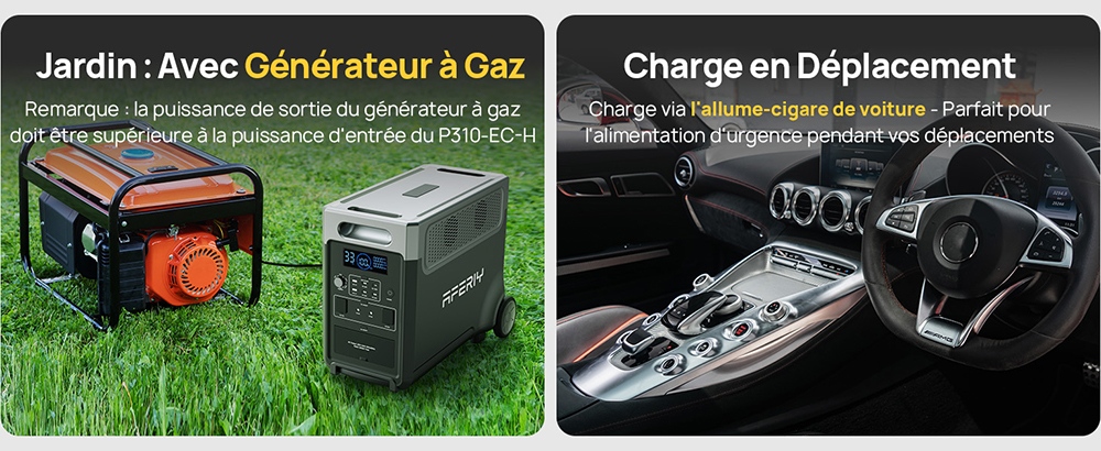 AFERIY P310 Station d'alimentation portable, 3600W onde sinuso&iuml;dale pure, batterie LiFePO4 3840Wh, extensible 11520Wh, charge rapide 1,5 h, UPS &le;10 ms, entr&eacute;e solaire 2000W, 14 sorties, LED 3W, pour maison, camping-car et camping