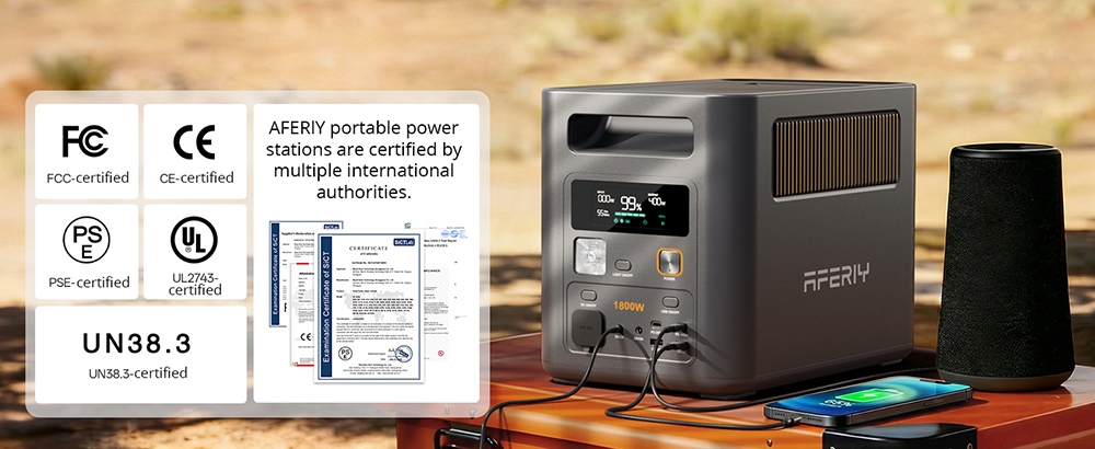 AFERIY Nomad1800 Pro P180 Portable Power Station, 1800W Pure Sine Wave Output, 1024Wh LiFePO4 Battery, Expandable to 5120Wh, 1000W AC Fast Charging, 500W XT60 Solar Input, &le;10ms UPS, 140W PD Fast Charging, 9 Outputs