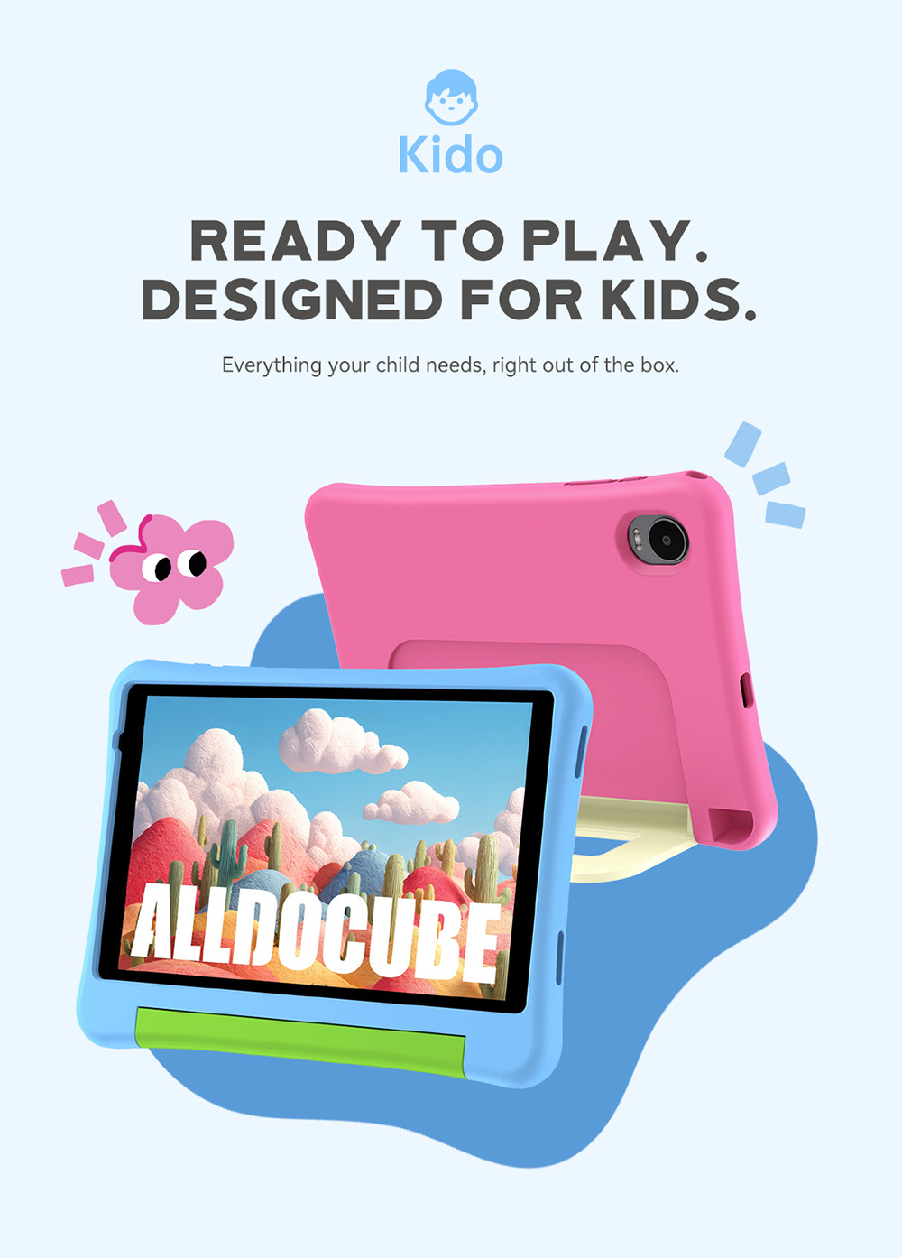 Tablette pour enfants ALLDOCUBE Kido, Android 15 Go, &eacute;cran HD IPS 8 pouces, 3 Go de RAM + 32 Go de ROM, application iWawa Kids, contr&ocirc;le parental, batterie 5000 mAh, double cam&eacute;ra, microSD jusqu'&agrave; 512 Go, Wi-Fi 5, Bluetooth 5.0