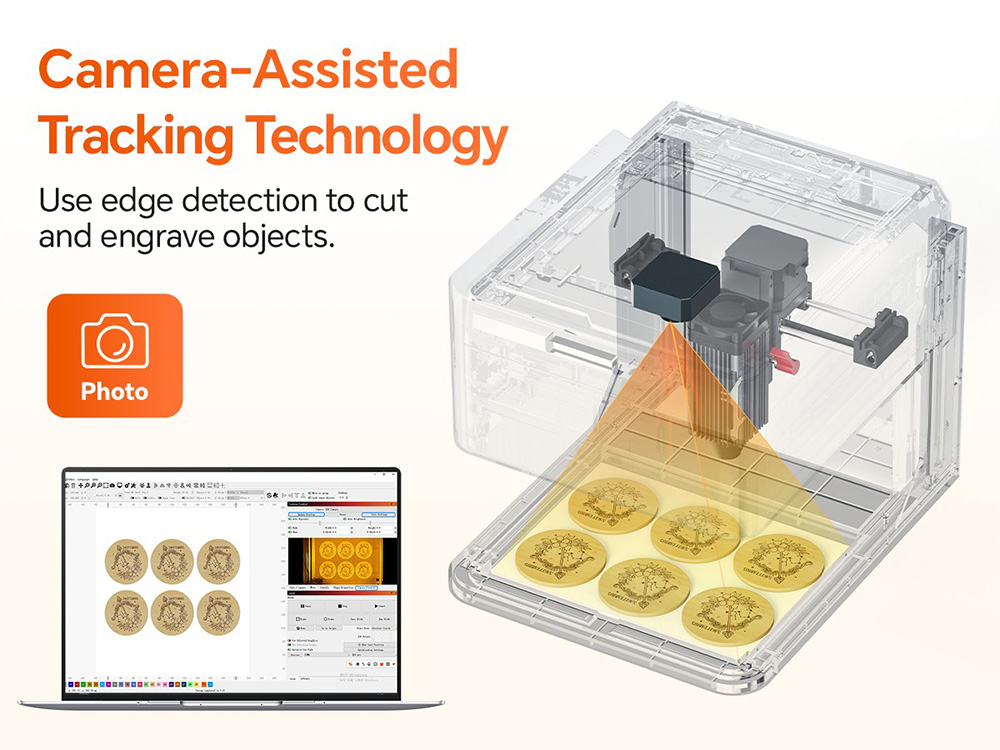 Carverall A1Pro 10W Lasergravierer, 455nm blauer Laser, 12000mm/min Geschwindigkeit, 0,01mm Pr&auml;zision, 100&times;100mm Arbeitsbereich, vollst&auml;ndig geschlossenes Sicherheitsgeh&auml;use der Klasse 1, WLAN- und USB-Anschluss, kompatibel mit LightBurn und CutLabX