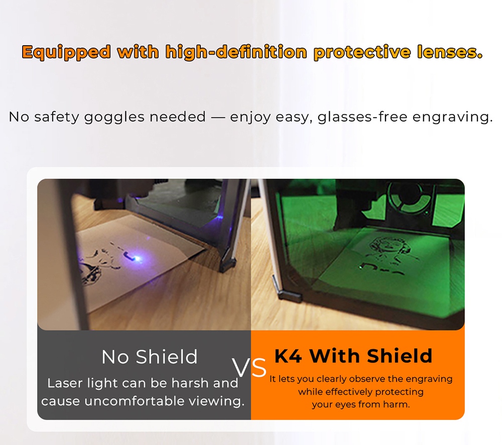 Carverall K4 3W Mini-Lasergravierer, 0,05 mm Pr&auml;zision, 80 &times; 75 mm Arbeitsbereich, 1000 mm/min Geschwindigkeit, WLAN-Konnektivit&auml;t, 10.000 Stunden Laserlebensdauer, kompatibel mit CutLabX und LightBurn, f&uuml;r Holz, Leder/Papier/Kunststoff