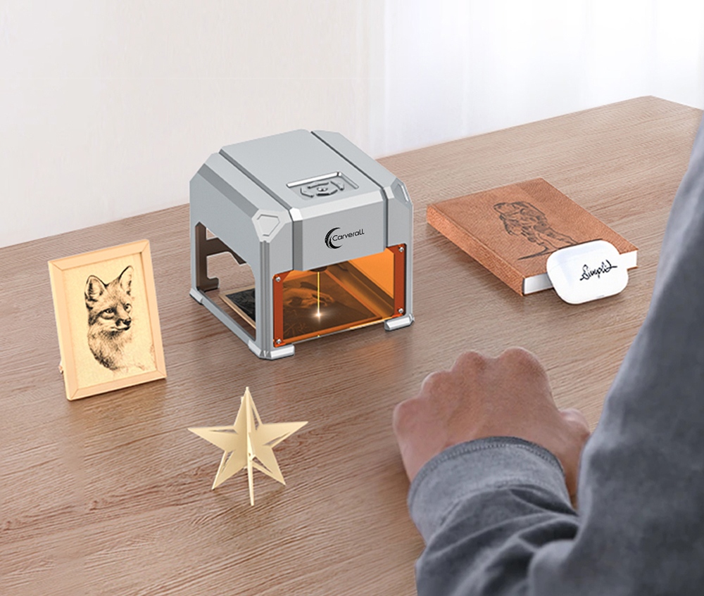 Carverall K4 3W Mini-Lasergravierer, 0,05 mm Pr&auml;zision, 80 &times; 75 mm Arbeitsbereich, 1000 mm/min Geschwindigkeit, WLAN-Konnektivit&auml;t, 10.000 Stunden Laserlebensdauer, kompatibel mit CutLabX und LightBurn, f&uuml;r Holz, Leder/Papier/Kunststoff