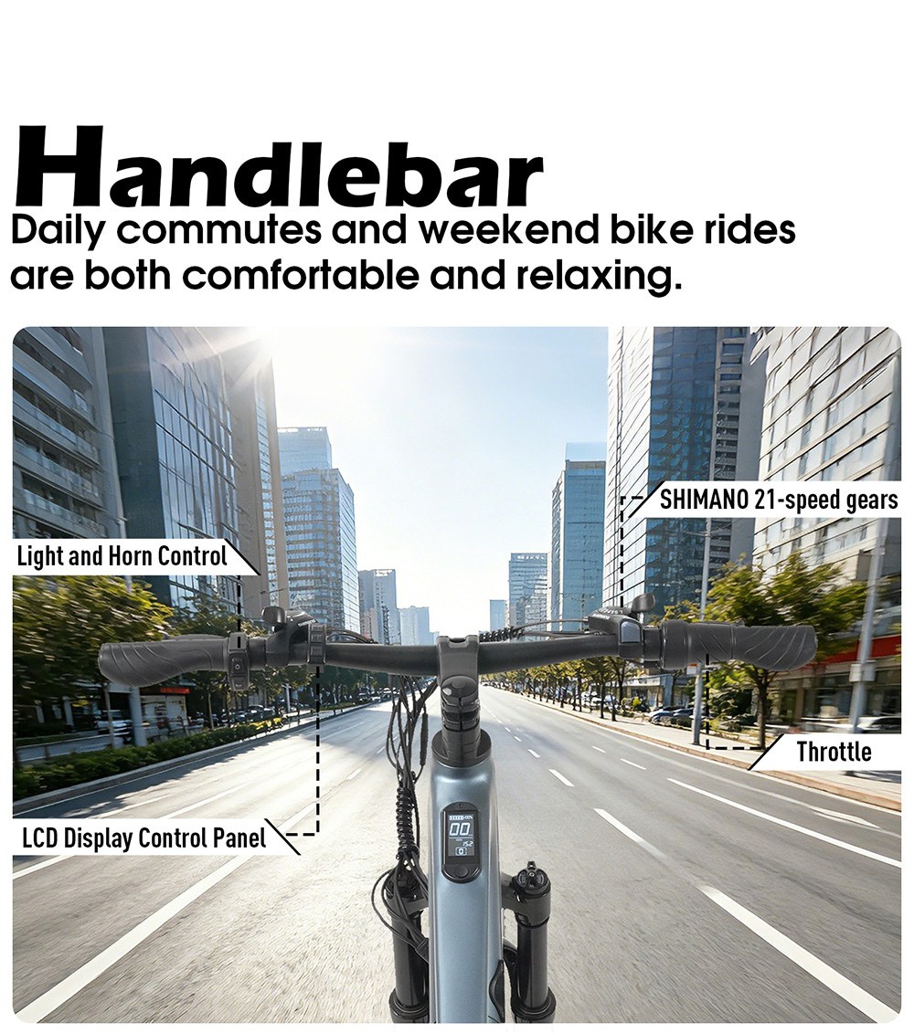 Elektrický bicykel Cysum M-RAX, motor s maximálnym výkonom 500 W, vyberateľná batéria 48 V 13 Ah, maximálna rýchlosť 25 km/h, dojazd 80 km, terénne pneumatiky 27,5