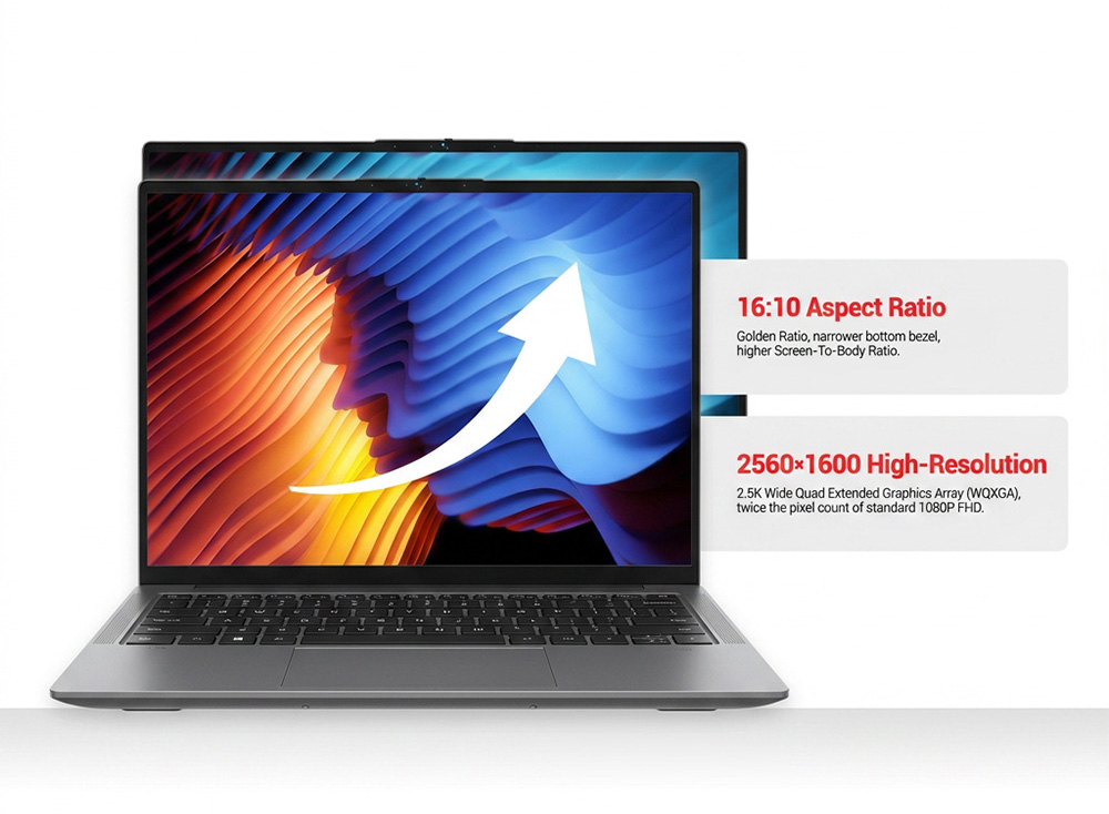 FIREBAT U6B Laptop, 16-Zoll-IPS-Display (2560 x 1600 Pixel, 120 Hz), AMD Ryzen 5 6600H Prozessor (6 Kerne, max. 4,5 GHz), 16 GB LPDDR5-RAM, 512 GB SSD, WLAN 6, Bluetooth 5.2, Dual-L&uuml;fter-K&uuml;hlsystem, 58-Wh-Akku, 2 x USB-C (PD + DP), 1 x HDMI 2.1