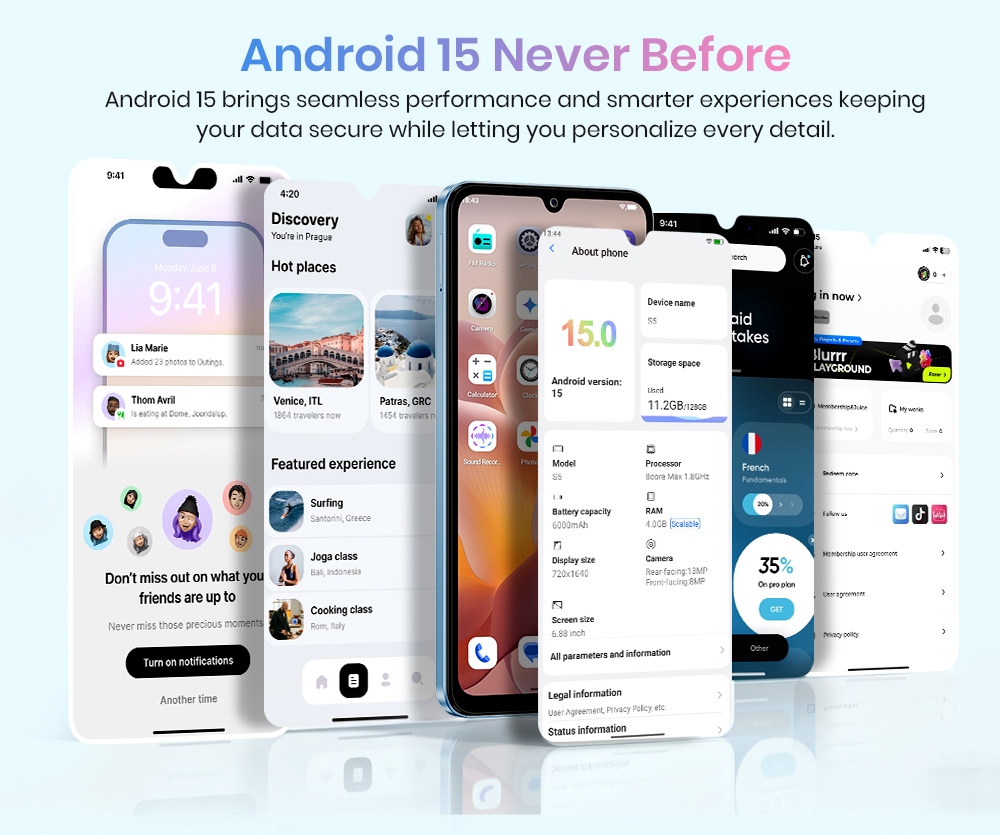 FOSSiBOT S5 okostelefon, Unisoc T615 nyolcmagos processzor, 4 GB RAM + 128 GB ROM, 6000 mAh akkumul&aacute;tor, 6,88