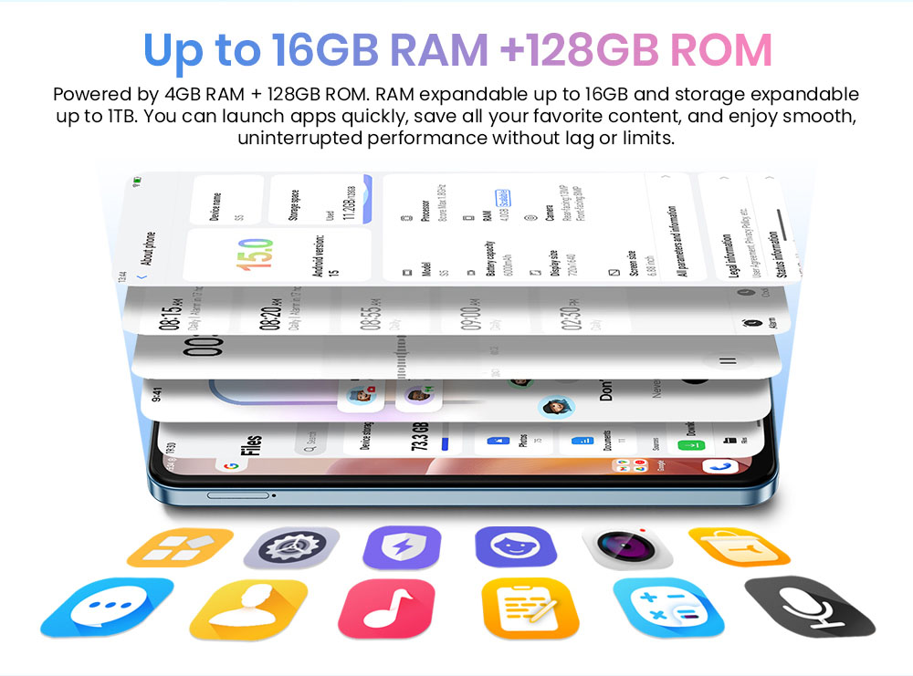 FOSSiBOT S5 okostelefon, Unisoc T615 nyolcmagos processzor, 4 GB RAM + 128 GB ROM, 6000 mAh akkumul&aacute;tor, 6,88