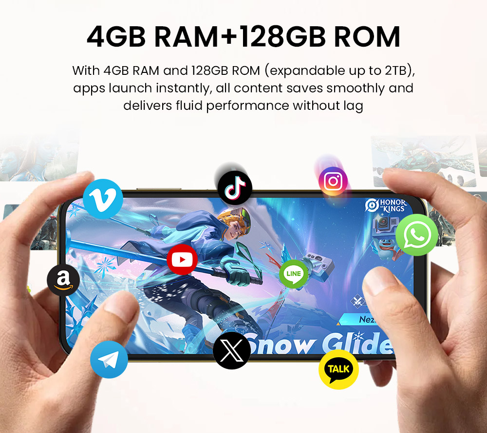 FOSSiBOT S7 okostelefon, 6,9 hüvelykes 120Hz-es HD+ kijelző, 1,85 hüvelykes egyedi hátsó kijelző, Unisoc T615 nyolcmagos processzor, 4GB RAM + 128GB ROM, 5000mAh akkumulátor, 16MP kamera, kettős 4G SIM, két ujjnyomós WiFi, arcfelismerés WiFi