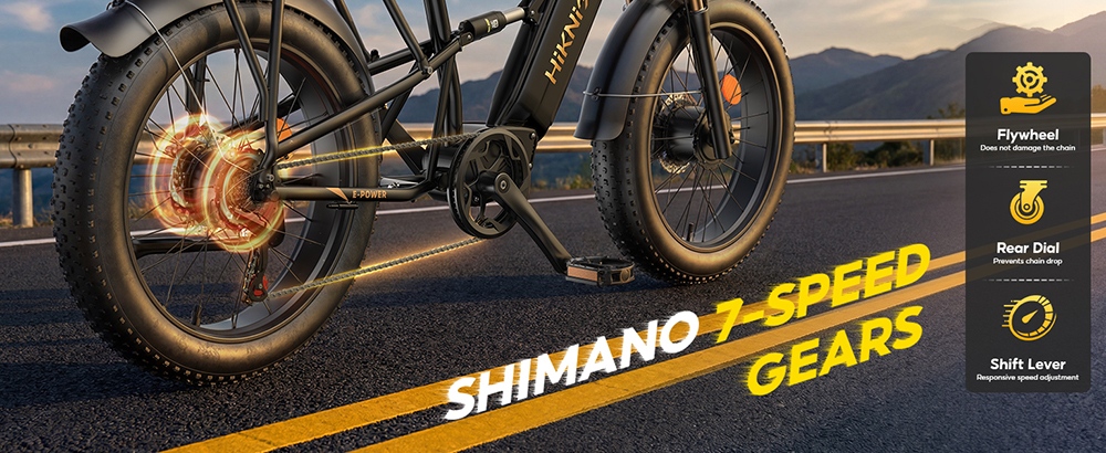 HIKNIGHT H6 PRO Elektrofahrrad, 4000 W Spitzenleistung dank zweier Motoren, herausnehmbarer 52 V 20 Ah Akku, 145 km Reichweite, 64 km/h H&ouml;chstgeschwindigkeit, 200 Nm Drehmoment, Doppelbr&uuml;cken-Federgabel, Luftfederung hinten, Shimano 7-Gang-Schaltung, All-Terrain-Fat-Reifen &ndash; Schwarz & Gold
