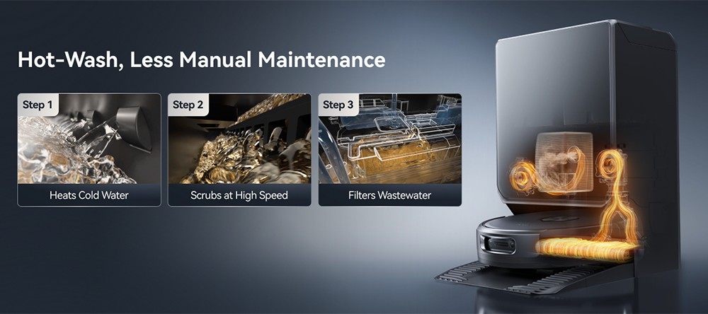 Narwal Flow 2 Robot Aspirateur et Laveur, aspiration 31 000 Pa, double vision IA 1080P, navigation LiDAR cach&eacute;e, autonettoyage 100 &deg;C, batterie 7000 mAh, syst&egrave;me anti-enchev&ecirc;trement, auto-vidage 2,4 L, station sans entretien 120 jours