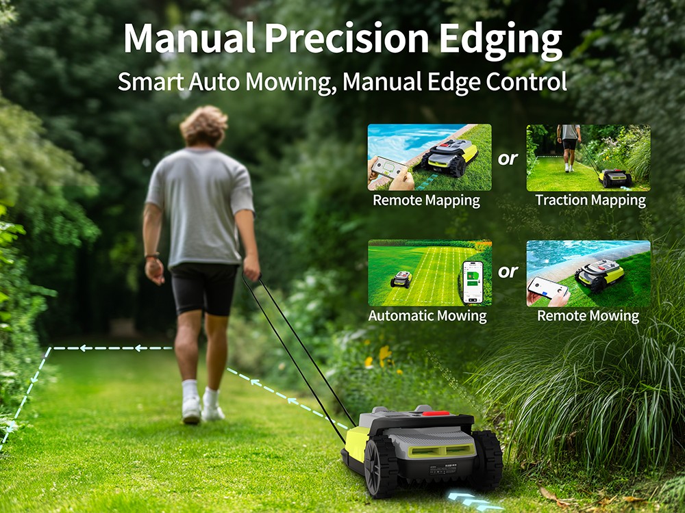 Tondeuse robotis&eacute;e UBHOME M10, navigation RTK + IA, sans fil p&eacute;riph&eacute;rique, couverture de 7&nbsp;000&nbsp;m&sup2;, multizone (jusqu'&agrave; 15), pente jusqu'&agrave; 55&nbsp;%, cartographie centim&eacute;trique, d&eacute;tection intelligente des obstacles, largeur de coupe de 230&nbsp;mm, batterie 5,2&nbsp;Ah, contr&ocirc;le via application