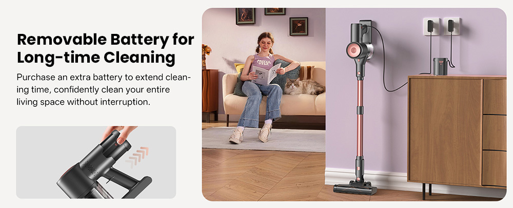 Vactidy V10 Pro Akku-Stielstaubsauger, 45.000 Pa Saugkraft, 550-W-Motor, bis zu 45 Minuten Laufzeit, abnehmbarer 2200-mAh-Akku, 5-stufige Filterung, 500-ml-Staubbeh&auml;lter, LED-Anzeige, gr&uuml;ne Stauberkennung