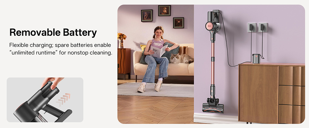 Vactidy V10 Pro Akku-Stielstaubsauger, 45.000 Pa Saugkraft, 550-W-Motor, bis zu 45 Minuten Laufzeit, abnehmbarer 2200-mAh-Akku, 5-stufige Filterung, 500-ml-Staubbeh&auml;lter, LED-Anzeige, gr&uuml;ne Stauberkennung