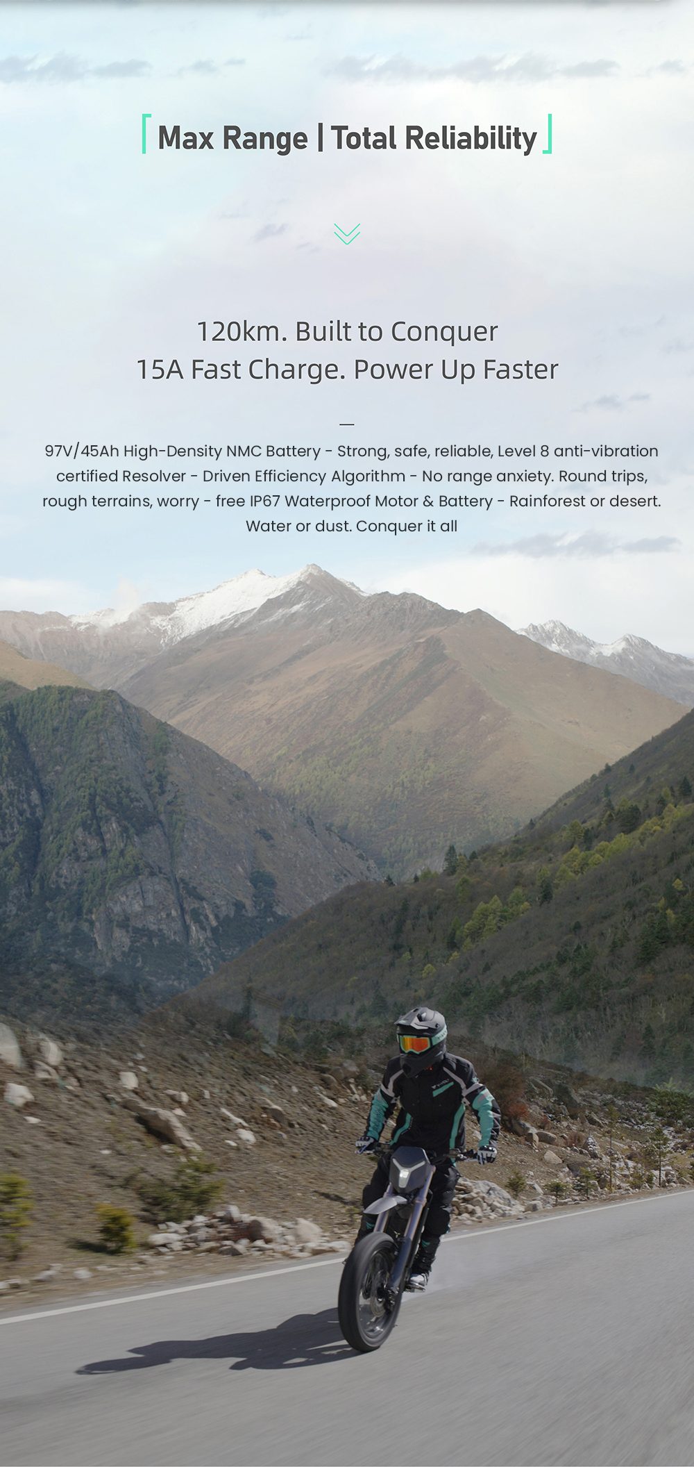 Y-VOLT SURGE V Elektrisches Dirtbike, 35 kW Spitzenleistung, 97 V 45 Ah Samsung 50S Akku, 110 km/h H&ouml;chstgeschwindigkeit, bis zu 120 km Reichweite, 300 mm Bodenfreiheit, 19