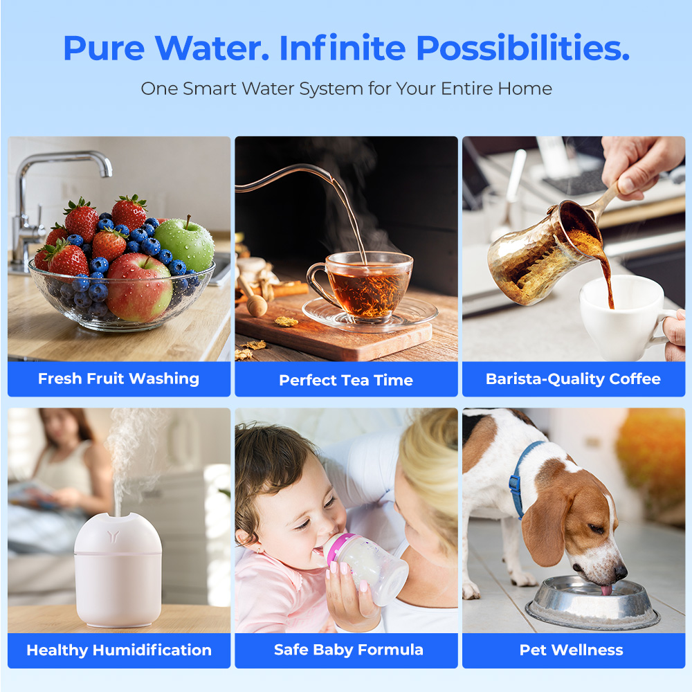 Hydrofast W100 Countertop Water Purifier with Hot & Ambient Water, 8 Temperatures, Hot Water in 3 Seconds, 6 Levels Reverse Osmosis Filtration,15 levels Water Volume, for Kitchen, Office, Bedroom