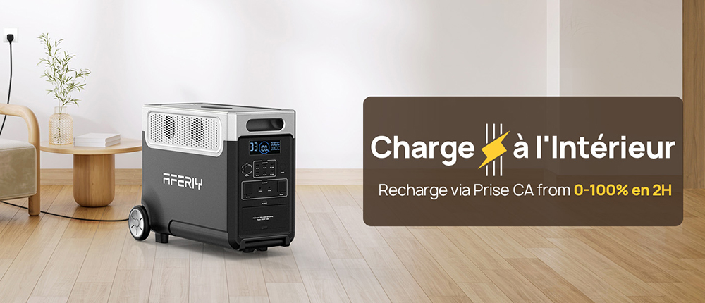 AFERIY P310 Station d'alimentation portable, 3600W onde sinuso&iuml;dale pure, batterie LiFePO4 3840Wh, extensible 11520Wh, charge rapide 1,5 h, UPS &le;10 ms, entr&eacute;e solaire 2000W, 14 sorties, LED 3W, pour maison, camping-car et camping