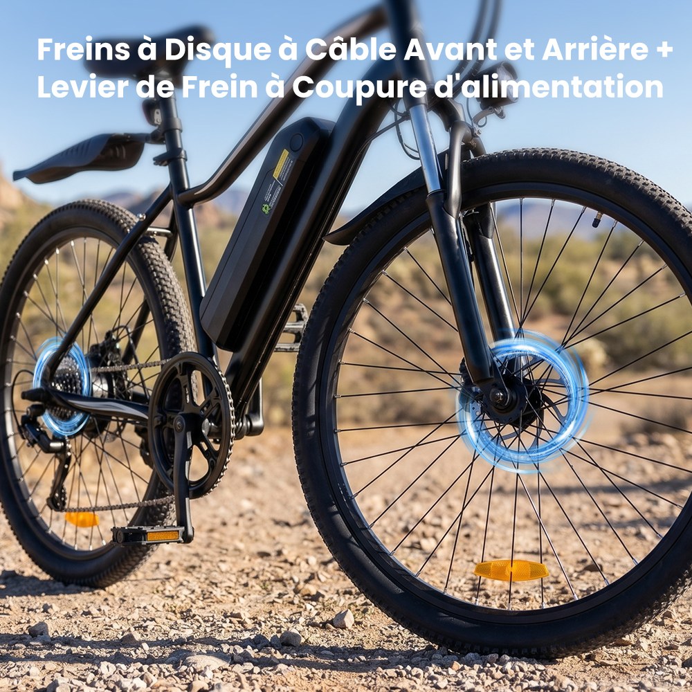 EB3S Vélo Électrique, Moteur 350W, Batterie 36V 15Ah, Vitesse Max. 35km/h, Autonomie 90km, Pneus Tout-Terrain 26"×1,95", Freins à Disque Avant/Arrière, Fourche Suspendue, Charge Max. 150kg