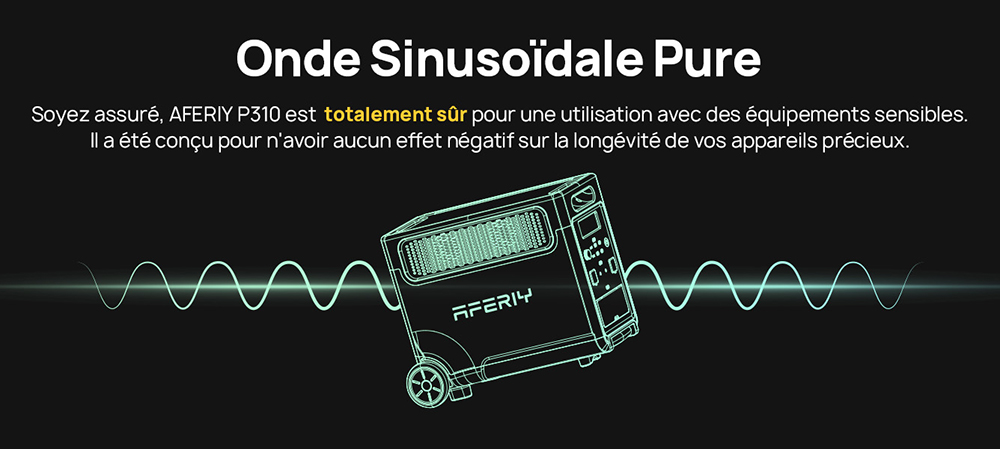 AFERIY P310 Station d'alimentation portable, 3600W onde sinuso&iuml;dale pure, batterie LiFePO4 3840Wh, extensible 11520Wh, charge rapide 1,5 h, UPS &le;10 ms, entr&eacute;e solaire 2000W, 14 sorties, LED 3W, pour maison, camping-car et camping