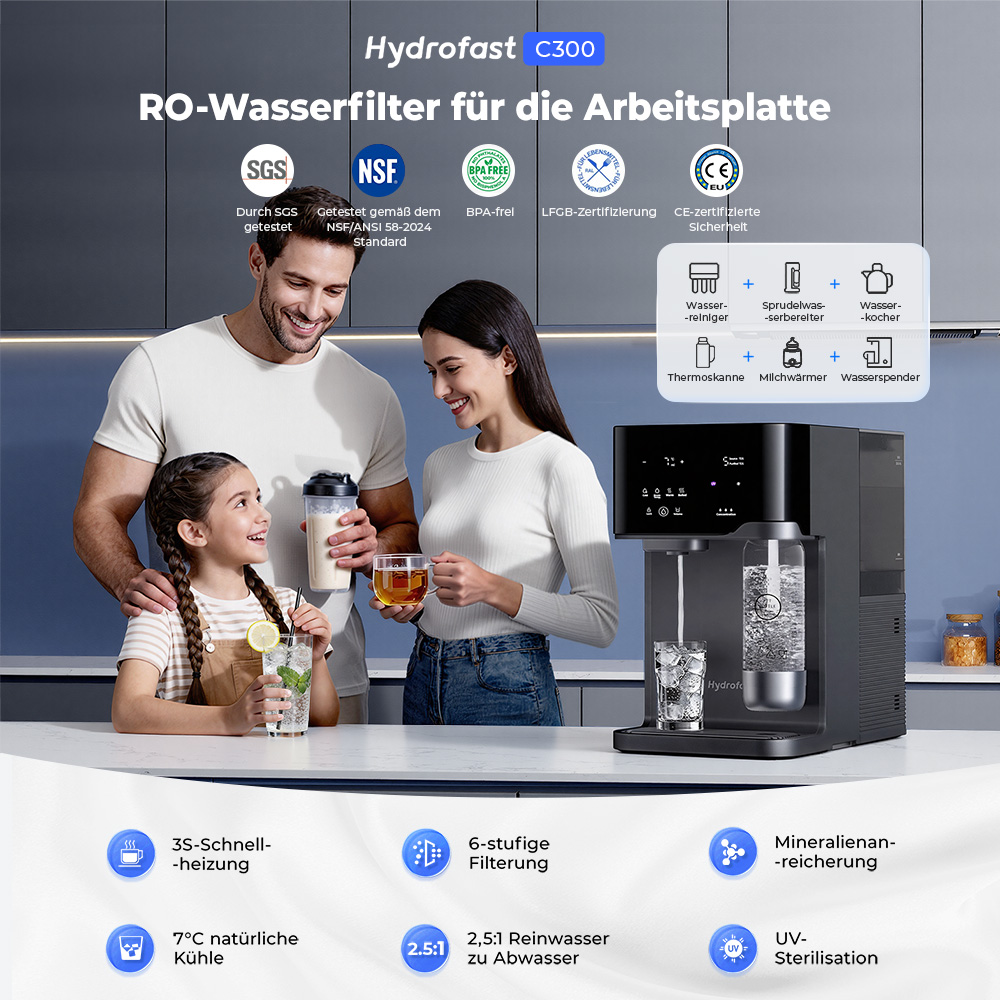 Hydrofast C300 RO Tischwasserfilter + HF04 Kombifilter