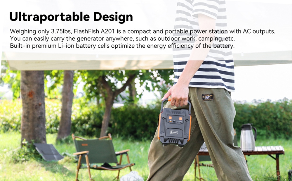 Flashfish A201 Tragbare Powerstation 200W, 172,8Wh/48000mAh Solargenerator-Backup-Akkupack mit 220V AC-Steckdosen