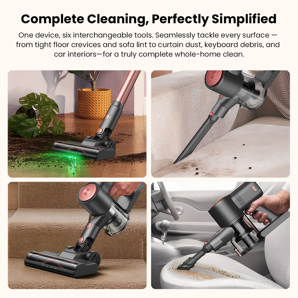 Vactidy V10 Pro vezeték nélküli állóporszívó, 45000Pa szívóerő, 550W-os motor, akár 45 perc üzemidő, levehető 2200mAh-s akkumulátor, 5-fokozatú szűrés, 500ml-es portartály, LED kijelző, zöld fényű porérzékelés