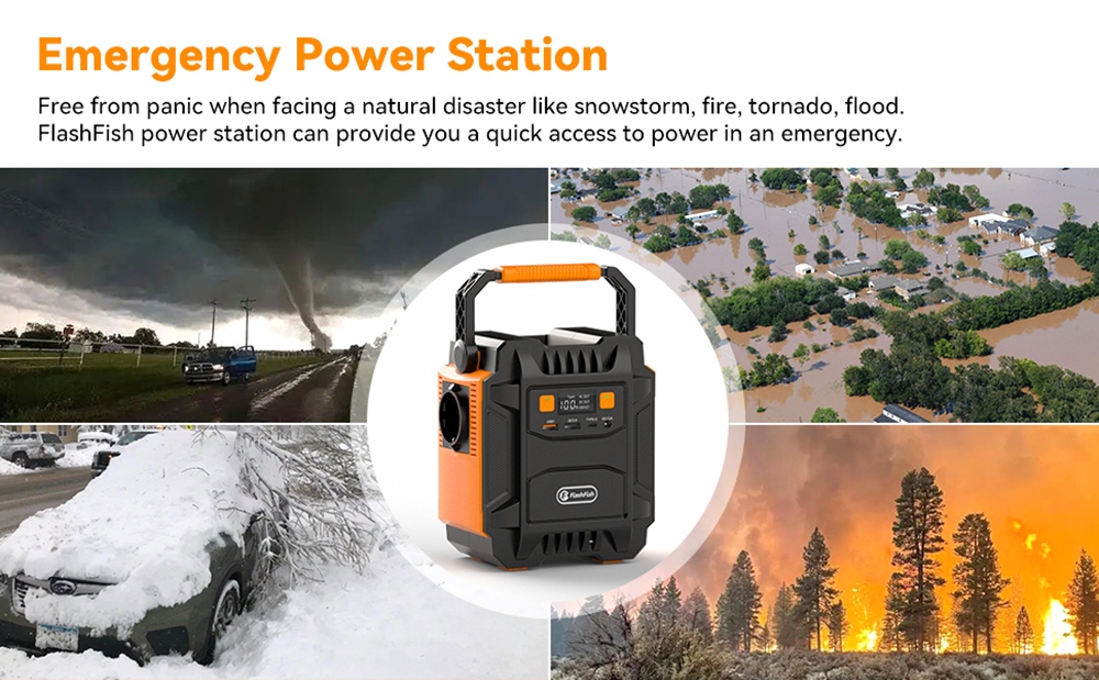 Flashfish A201 Tragbare Powerstation 200W, 172,8Wh/48000mAh Solargenerator-Backup-Akkupack mit 220V AC-Steckdosen