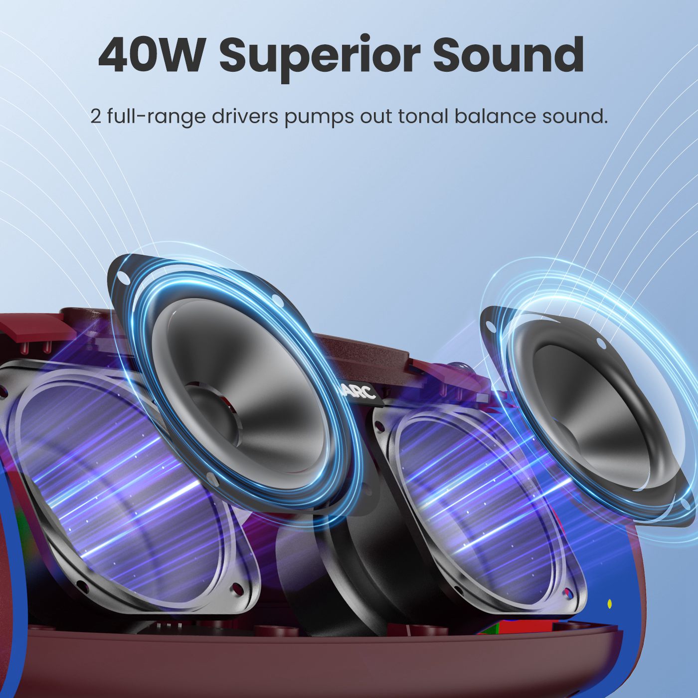 SOUNARC R1 Portable Bluetooth Speaker 40W Purple Red