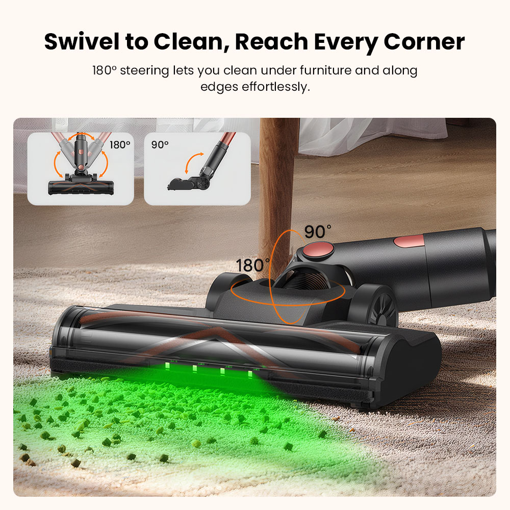 Vactidy V10 Pro kabelloser Stielstaubsauger, 45000Pa Saugkraft, 550W Motor, bis zu 45 Minuten Laufzeit, abnehmbarer 2200mAh Akku, 5-stufige Filterung, 500ml Staubbehälter, LED-Display, Stauberkennung mit grünem Licht