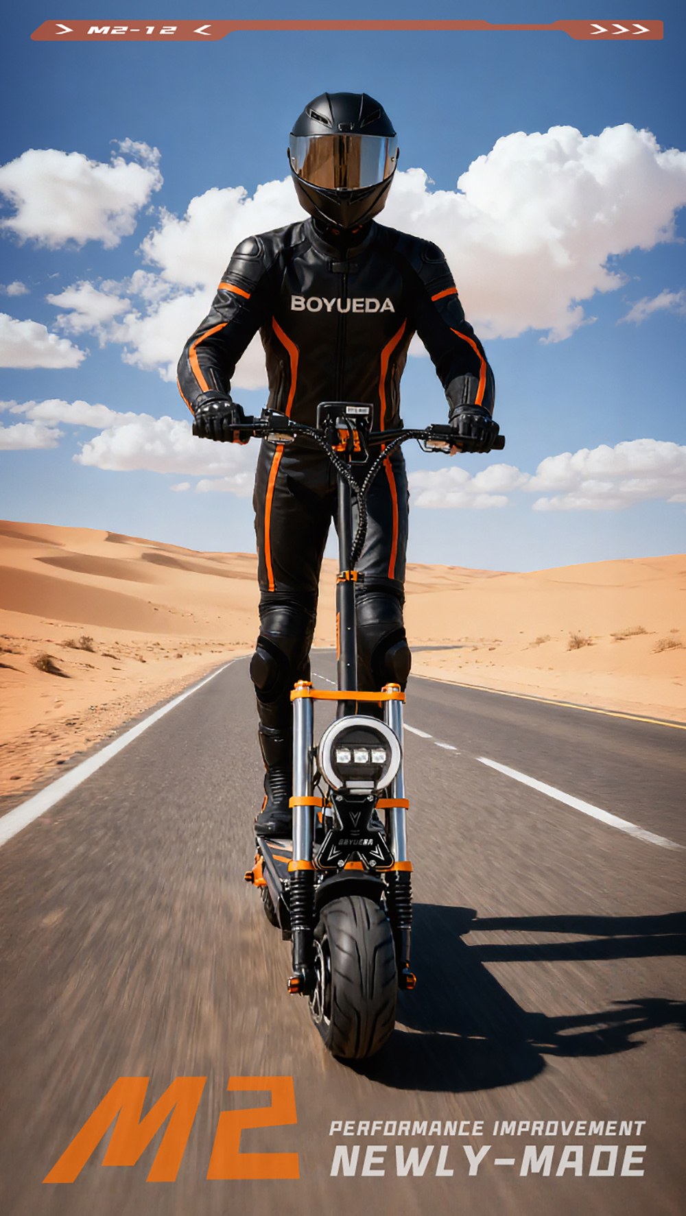 BOYUEDA M2 Electric Scooter, 10000W Dual Motor, 95km/h Speed, 72V 40Ah 2880Wh Lithium Battery, 150km Max Range, 45° Climbing, 12" Off-Road Tires, Hydraulic Disc Brakes, Dual Suspension, NFC Unlock, 200kg Load