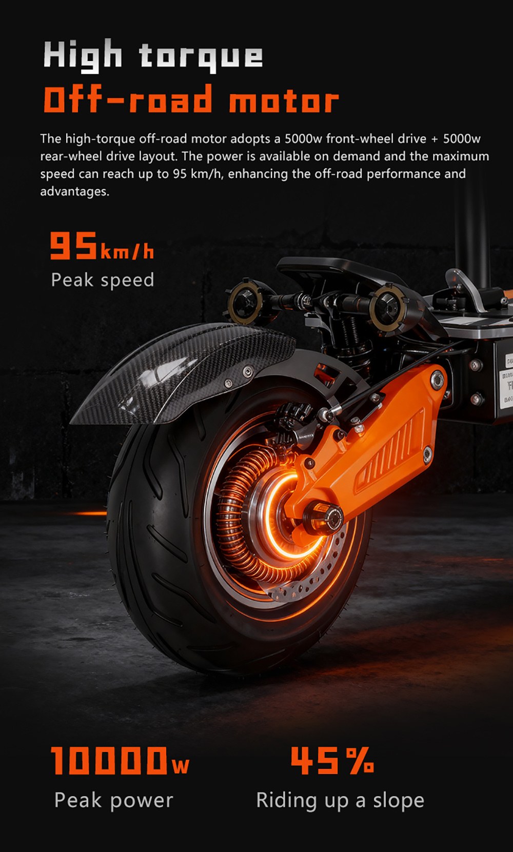 BOYUEDA M2 Electric Scooter, 10000W Dual Motor, 95km/h Speed, 72V 40Ah 2880Wh Lithium Battery, 150km Max Range, 45° Climbing, 12" Off-Road Tires, Hydraulic Disc Brakes, Dual Suspension, NFC Unlock, 200kg Load