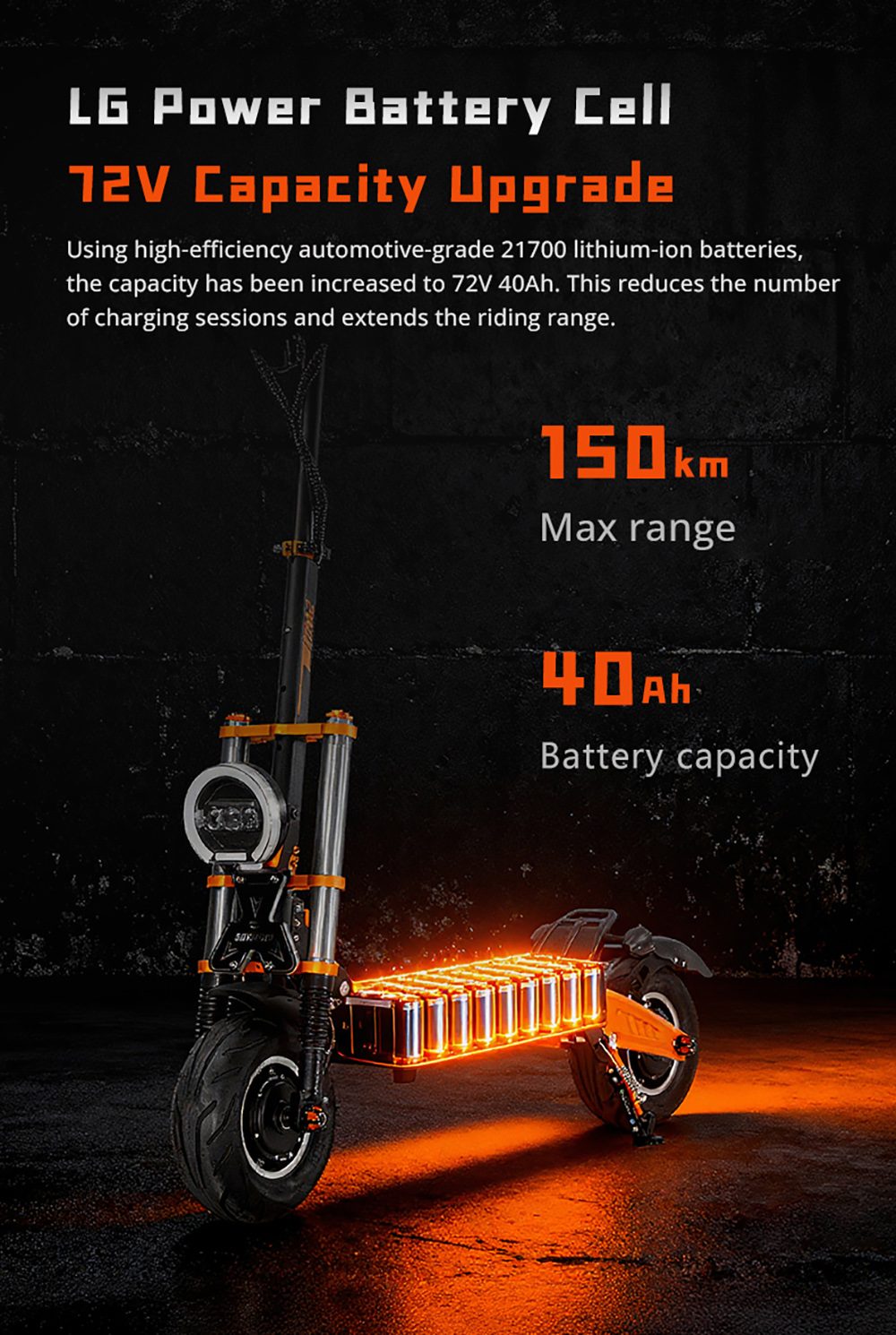 BOYUEDA M2 Electric Scooter, 10000W Dual Motor, 95km/h Speed, 72V 40Ah 2880Wh Lithium Battery, 150km Max Range, 45° Climbing, 12" Off-Road Tires, Hydraulic Disc Brakes, Dual Suspension, NFC Unlock, 200kg Load