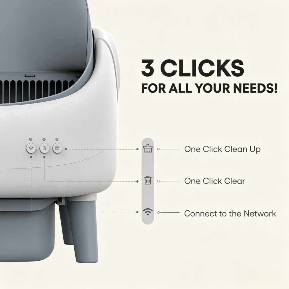 Crigge MINI-C Smart Katzentoilette, Selbstreinigungssystem mit offener Oberseite, Steuerung per WLAN-App, Gesundheits&uuml;berwachung, fl&uuml;sterleiser Betrieb (35 dB), zwei Infrarot-Sicherheitssensoren, automatische Abfalltrennung, abnehmbare Trommel, integrierte Geruchsfilterkartusche