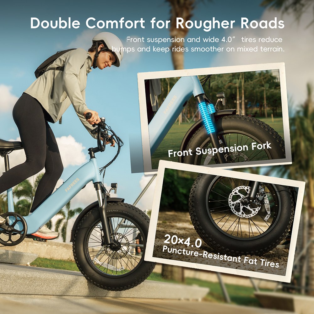 FAFREES F20 Rover Electric Bike, 250W Rear Hub Motor, 48V 15Ah (720Wh) Removable Battery, 55N&middot;m Torque, Up to 80km Range, 25km/h Max Speed, 20&times;4.0' Fat Tires, Hydraulic Disc Brakes, Shimano 7-Speed - Black