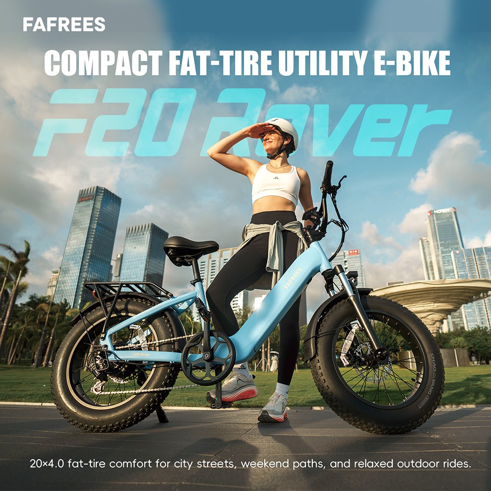 FAFREES F20 Rover Electric Bike, 250W Rear Hub Motor, 48V 15Ah (720Wh) Removable Battery, 55N&middot;m Torque, Up to 80km Range, 25km/h Max Speed, 20&times;4.0' Fat Tires, Hydraulic Disc Brakes, Shimano 7-Speed - Green