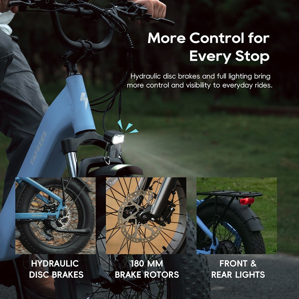 FAFREES F20 Rover Electric Bike, 250W Rear Hub Motor, 48V 15Ah (720Wh) Removable Battery, 55N&middot;m Torque, Up to 80km Range, 25km/h Max Speed, 20&times;4.0' Fat Tires, Hydraulic Disc Brakes, Shimano 7-Speed - Green