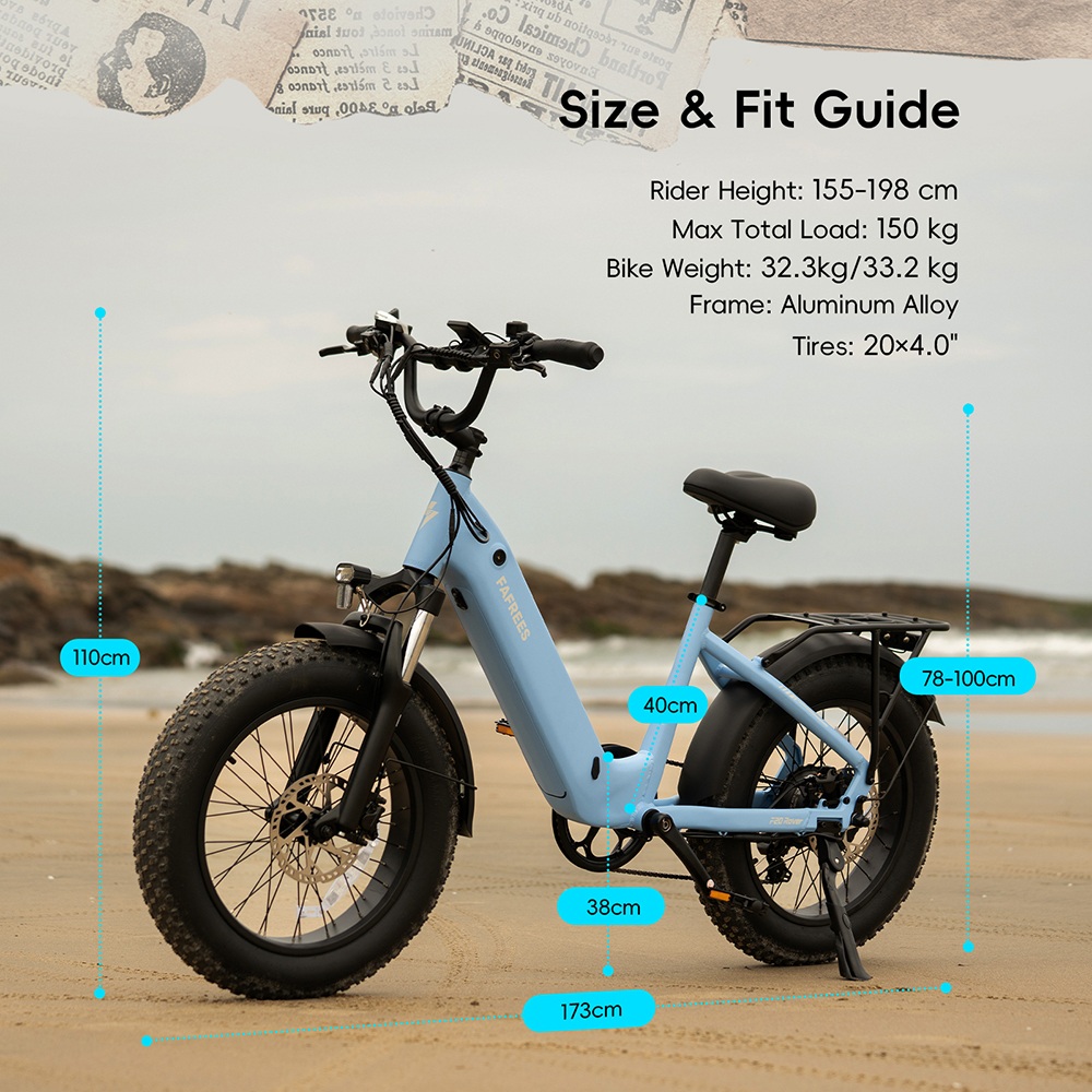 FAFREES F20 Rover Electric Bike, 250W Rear Hub Motor, 48V 15Ah (720Wh) Removable Battery, 55N&middot;m Torque, Up to 80km Range, 25km/h Max Speed, 20&times;4.0' Fat Tires, Hydraulic Disc Brakes, Shimano 7-Speed - Green