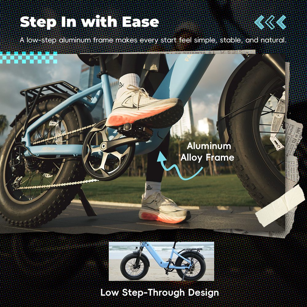 FAFREES F20 Rover Elektrofahrrad, 250-W-Hinterradnabenmotor, herausnehmbarer 48-V-20-Ah-Akku (960 Wh), 55 Nm Drehmoment, Reichweite bis zu 100 km, H&ouml;chstgeschwindigkeit 25 km/h, 20&times;4.0