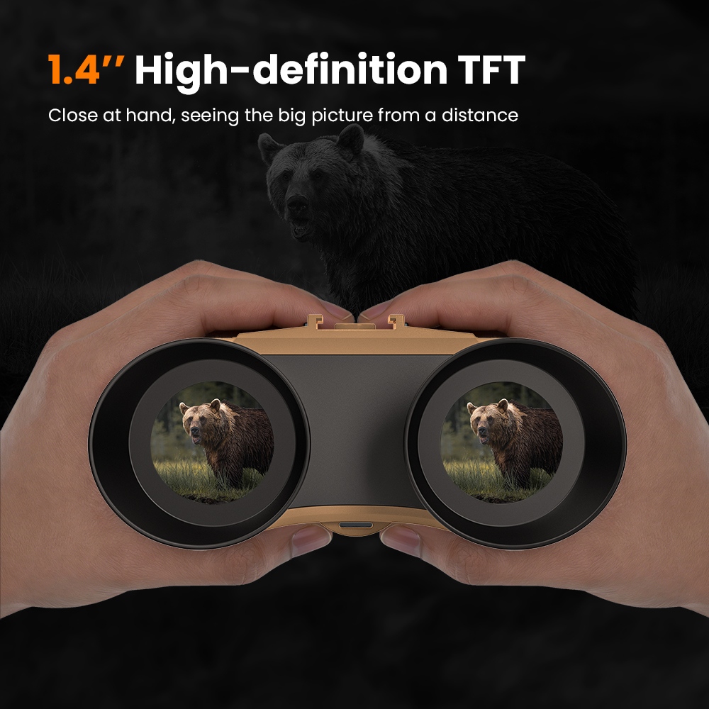 GTGUARD V6 Nachtsichtfernglas, 4K-Digital-Infrarot-Nachtsichtbrille, 300 m Sichtweite, 8-facher Digitalzoom, 60-MP-Kamera, 1080p-Videoaufzeichnung, 850-nm-3-W-IR-Strahler, unterst&uuml;tzt 512-GB-TF-Karten &ndash; Dunkelbraun