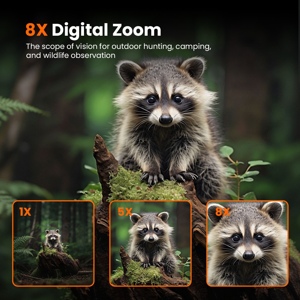 GTGUARD V6 &eacute;jjell&aacute;t&oacute; t&aacute;vcső, 4K digit&aacute;lis infrav&ouml;r&ouml;s &eacute;jjell&aacute;t&oacute; szem&uuml;veg, 300 m-es nagy hat&oacute;t&aacute;vols&aacute;g&uacute; n&eacute;z&eacute;si sz&ouml;g, 8x digit&aacute;lis zoom, 60MP-es kamera, 1080P videofelv&eacute;tel, 850nm-es 3W-os IR megvil&aacute;g&iacute;t&oacute;, 512 GB-os TF k&aacute;rtya t&aacute;mogat&aacute;s - s&aacute;rga