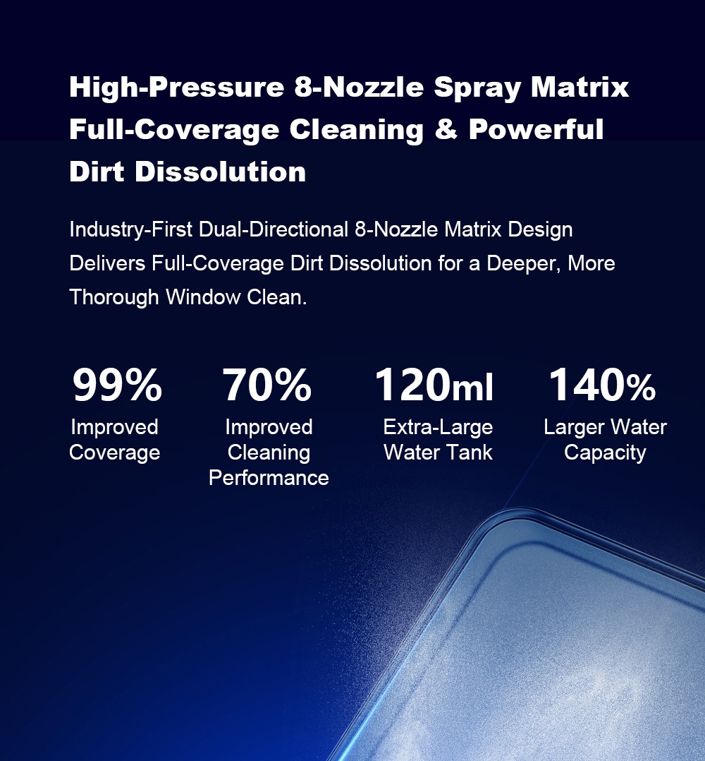 Liectroux G9 Window Cleaning Robot, 10000Pa Suction, Dual-Engine Bionic Cleaning Arms, 8-Nozzle High-Pressure Water Spray, 120ml Water Tank, 5 Cleaning Modes, Tuya App & Remote Control, UPS Backup Battery